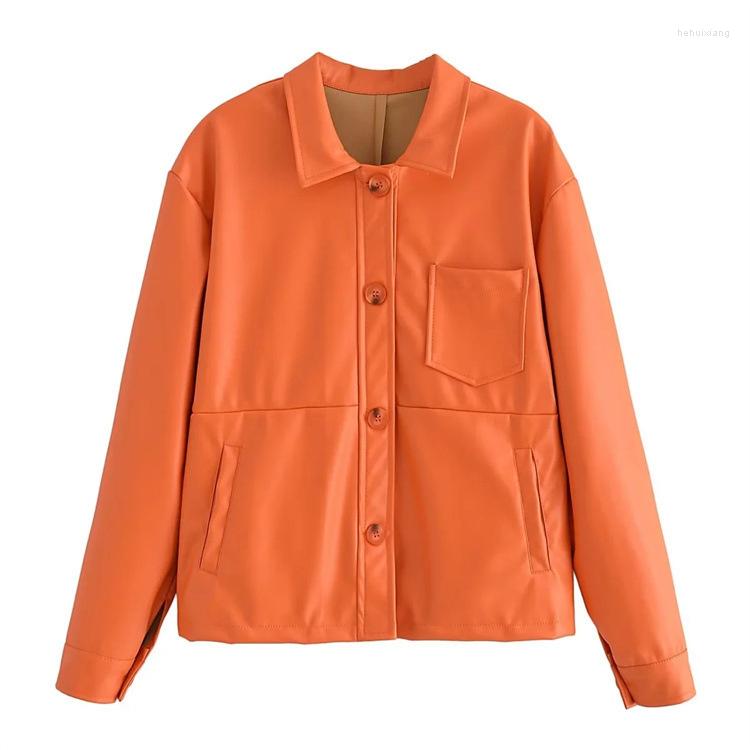 Women's Leather High Quality Faux PU Patchwork Shirt Long Sleeve Coat Elegant 22 Autumn Style Lapel Breasted Top Women, Orange
Women's Leather High Quality Faux PU Patchwork Shirt Long Sleeve Coat Elegant 22 Autumn Style Lapel Breasted Top Women, Orange