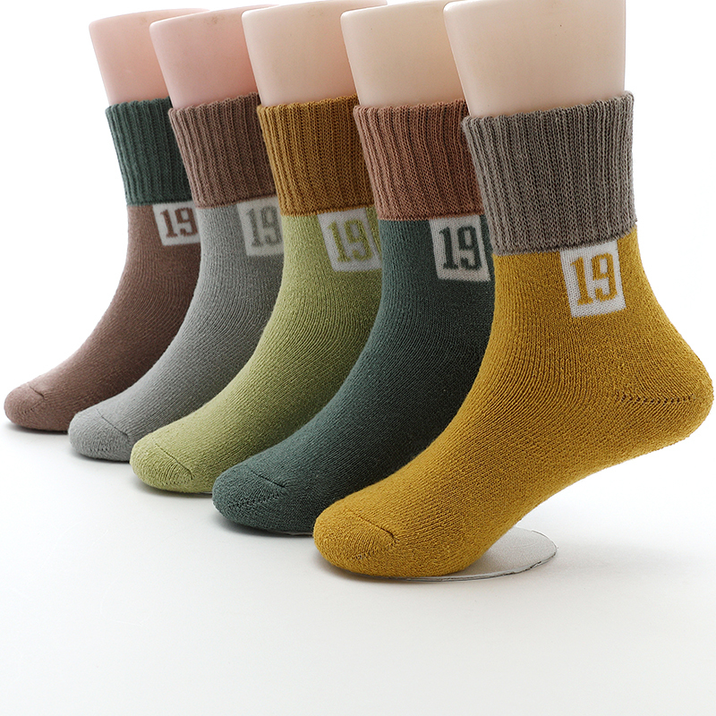 Kids Socks Toddler Thermal For baby Boys cotton Winter terry Warm Girls Thick 5pairs pack 221203