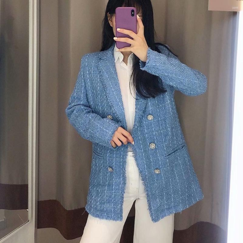 Women's Suits Women Jacket Femme Suit Tweed Blazer Plaszcz Wiosenny Damski Sobrecamisa Cuadros Plaid Checkered, Blue
Women's Suits Women Jacket Femme Suit Tweed Blazer Plaszcz Wiosenny Damski Sobrecamisa Cuadros Plaid Checkered, Blue