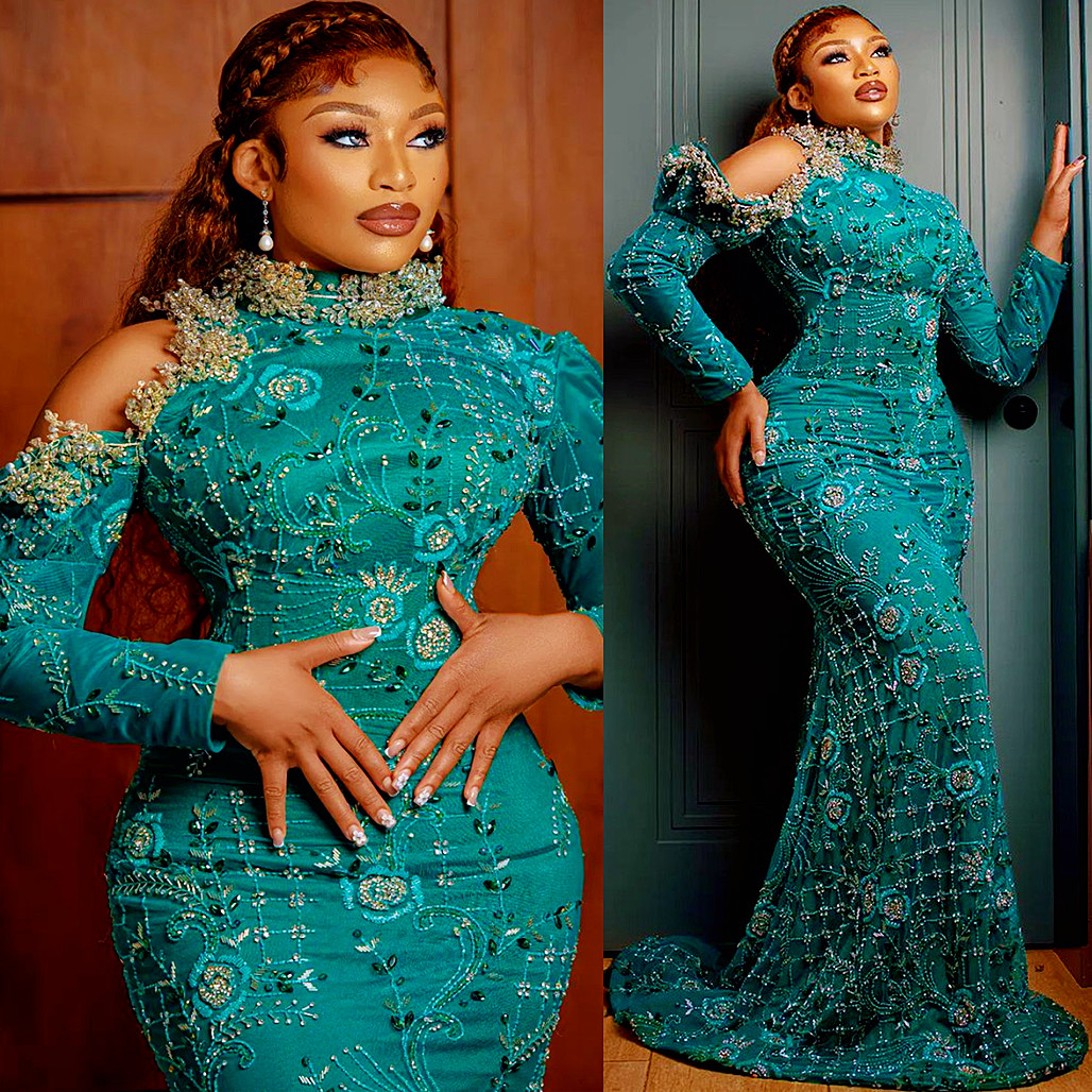Aso Arabic Ebi Mermaid Urious Prom Dresses Lace Beaded Crystals Evening Formal Party Second Reception Birthday Engagement Gowns Dress ZJ 6660306