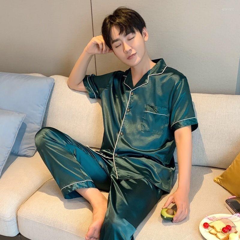 Men's Sleepwear Pajamas Men Home Clothes Suit Silk Satin Short Sleeve Pajama Sets Summer Men's Sleep Tops Pants Pijama Loungewear, 801
Men's Sleepwear Pajamas Men Home Clothes Suit Silk Satin Short Sleeve Pajama Sets Summer Men's Sleep Tops Pants Pijama Loungewear, 801