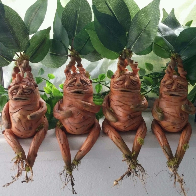 Decorative Objects Figurines Mandrake Grass Resin Statue Landscape Ornament Art Figurine Crafts for Outdoor Garden Courtyard Living Room Bedroom Gift 