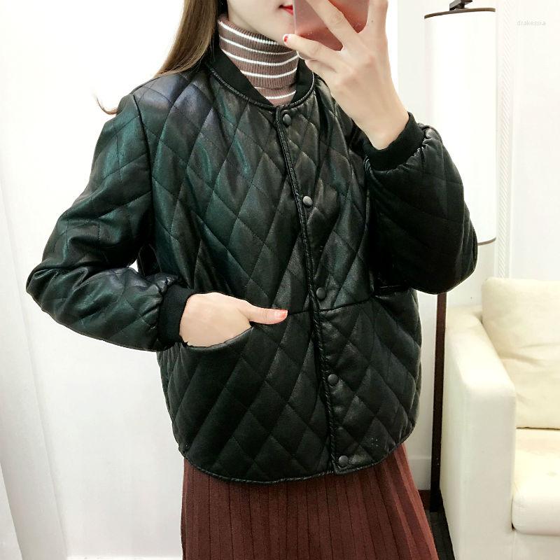 Women' Leather Women Jacket Winter Cotton Padded Coat Short Round Neck Thick Warm Coats Lady Fashion PU Overcoat Pilot Clothing, Black
Women' Leather Women Jacket Winter Cotton Padded Coat Short Round Neck Thick Warm Coats Lady Fashion PU Overcoat Pilot Clothing, Black