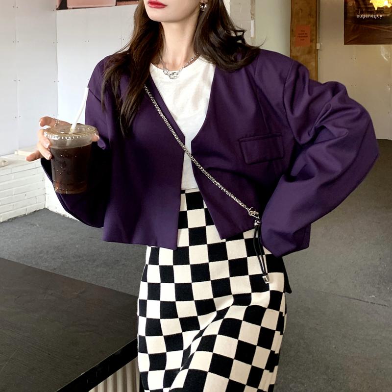 Women' Suits Korean Purple Blazer Jacket Women Elegant Slim Thin Cropped Suit Coat Vintage Pocket Casual Streetwear Long Sleeve Blazers, Plaid mini skirt
Women' Suits Korean Purple Blazer Jacket Women Elegant Slim Thin Cropped Suit Coat Vintage Pocket Casual Streetwear Long Sleeve Blazers, Plaid mini skirt