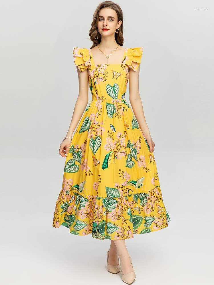 Casual Dresses MoaaYina Fashion Runway Dress Autumn Winter Women' Square Collar High Waist Butterfly Flowers Print Yellow Party
Casual Dresses MoaaYina Fashion Runway Dress Autumn Winter Women' Square Collar High Waist Butterfly Flowers Print Yellow Party