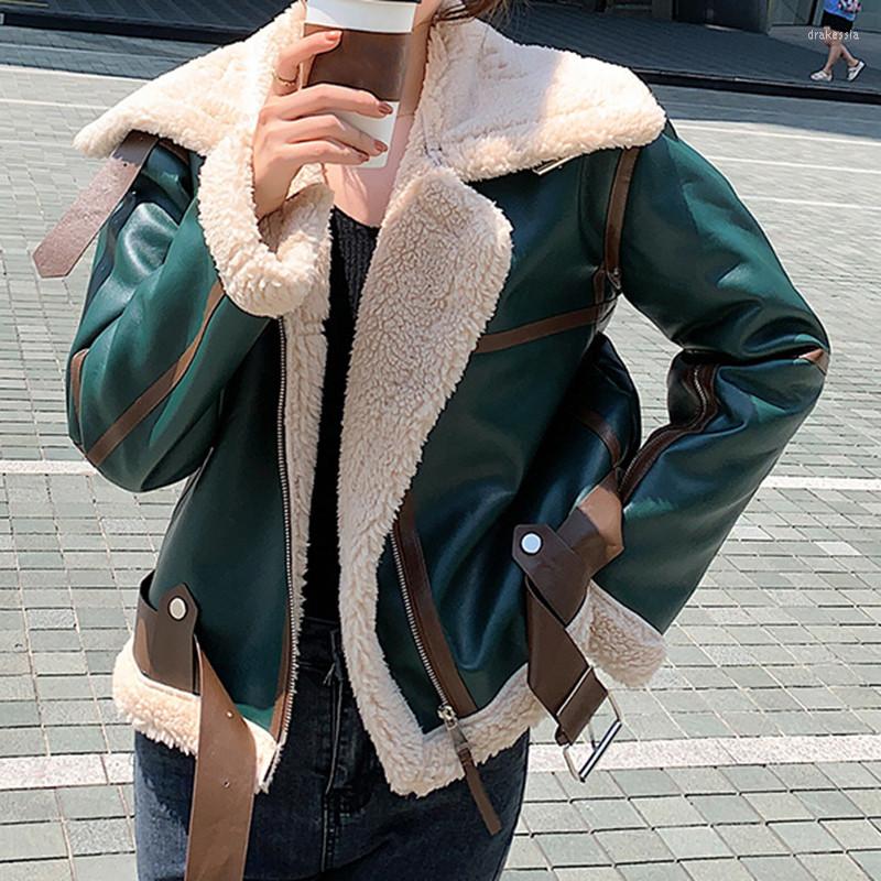Women' Leather Winter Warm Thicken Faux Fur Jackets Coat Women Lambs Wool Lapel Belt Casual Jacket Female Fashion Outwear, Dark green
Women' Leather Winter Warm Thicken Faux Fur Jackets Coat Women Lambs Wool Lapel Belt Casual Jacket Female Fashion Outwear, Dark green