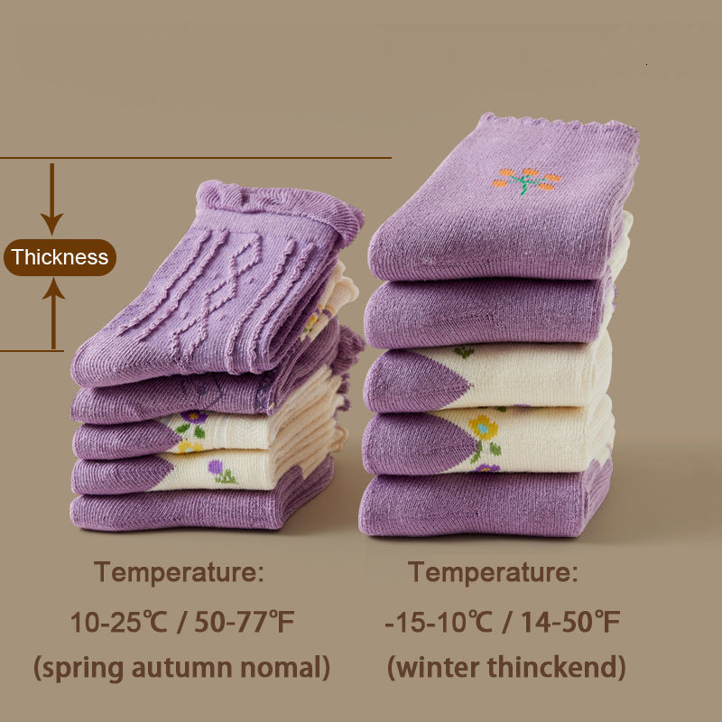 Kids Socks 5 Pairs Lot 1 12T Children s Autumn Winter Terry Thicken Cotton Baby Cartoon Cute Boys and Girls Towel 221203