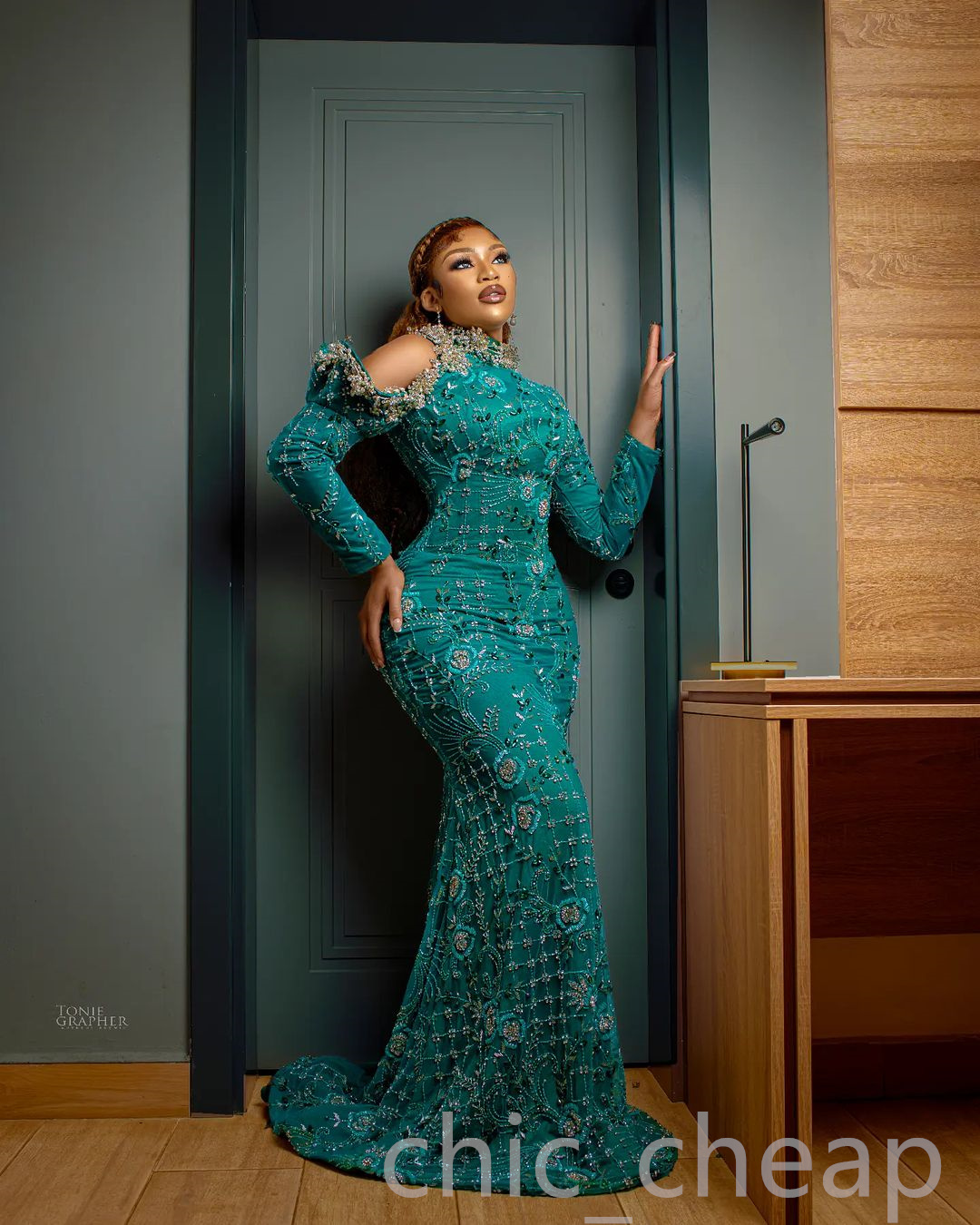 Aso Arabic Ebi Mermaid Urious Prom Dresses Lace Beaded Crystals Evening Formal Party Second Reception Birthday Engagement Gowns Dress ZJ 6660306