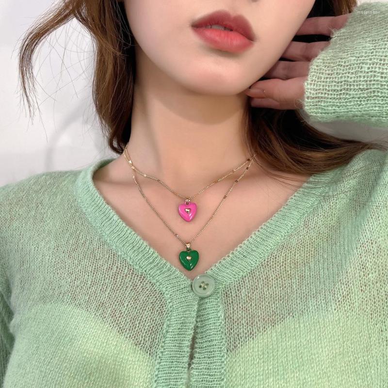 Chains Korean Drop Glaze Double Heart Pendant Necklaces For Women Vintage Shape Clavicle Chain One Piece Y2K Colorful Chokers
Chains Korean Drop Glaze Double Heart Pendant Necklaces For Women Vintage Shape Clavicle Chain One Piece Y2K Colorful Chokers