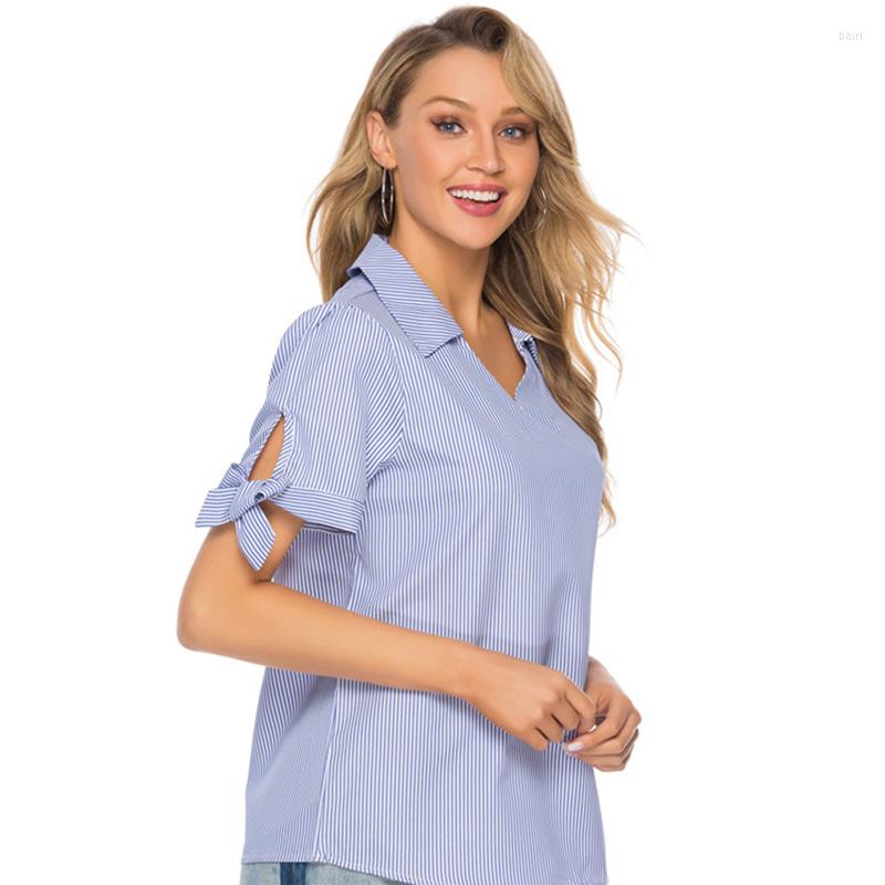 Women's Blouses 2022 Women Shirts Fashion Comfortable Bow Short-sleeved V-neck Plus Size Loose Blusas Mujer De Moda, Blue
Women's Blouses 2022 Women Shirts Fashion Comfortable Bow Short-sleeved V-neck Plus Size Loose Blusas Mujer De Moda, Blue