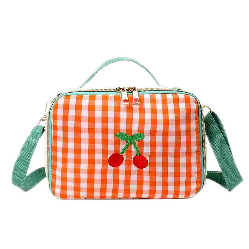 Backpacks Korea Children s Crossbody Bag Plaid Parent child Girl s Handbag Light Cotton Kids Shoulder Lunch Box 221203