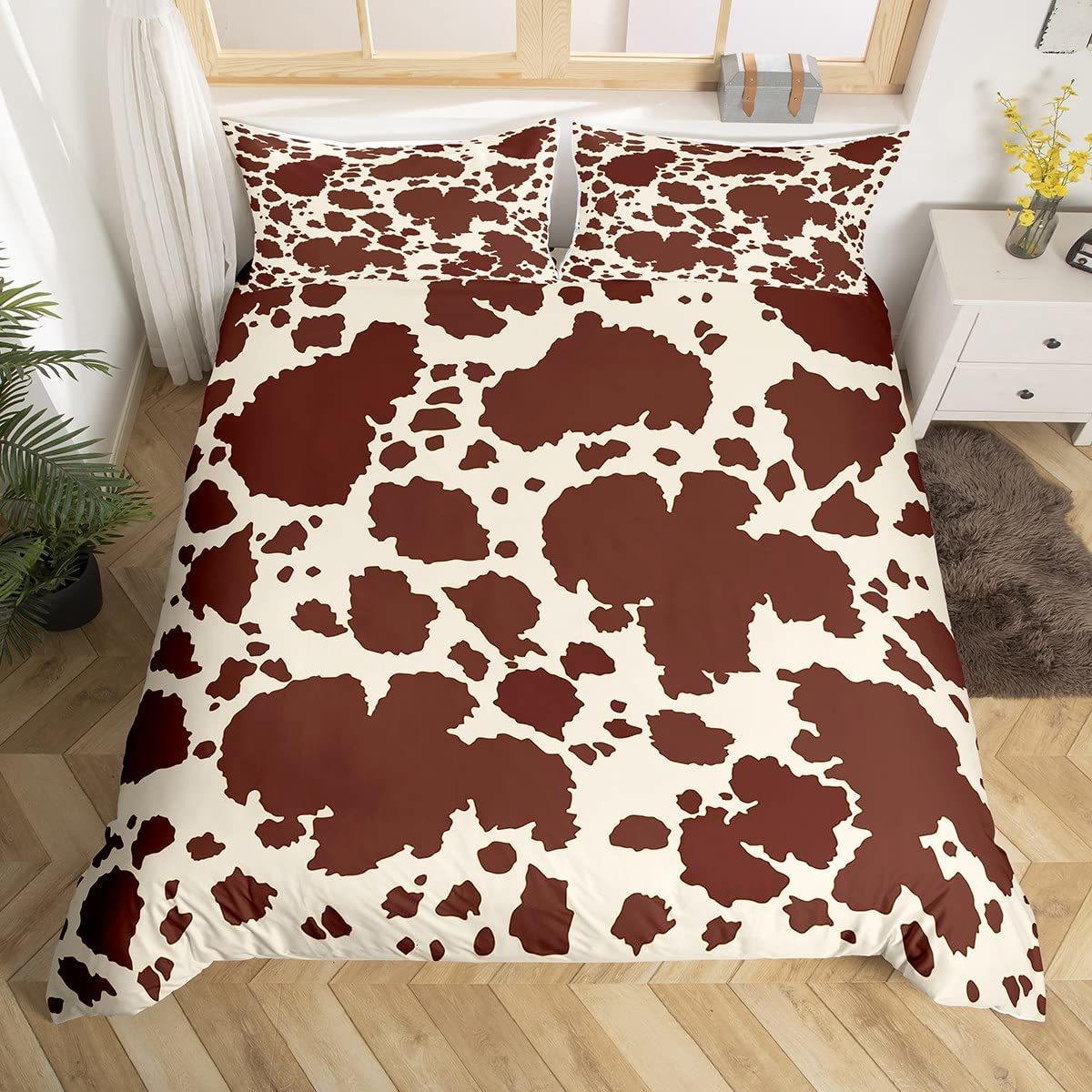 Bedding sets Cowhide Duvet Cover Set King Size Patchwork Cow Fur Print Farm Animal Bedding Set Microfiber Western Farmhouse Style Quilt Cover 221208