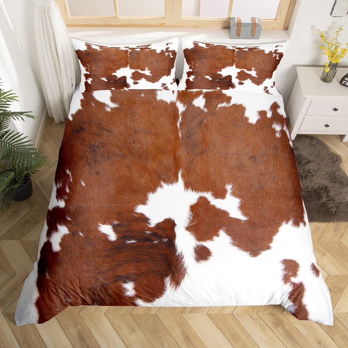 Bedding sets Cowhide Duvet Cover Set King Size Patchwork Cow Fur Print Farm Animal Bedding Set Microfiber Western Farmhouse Style Quilt Cover 221208