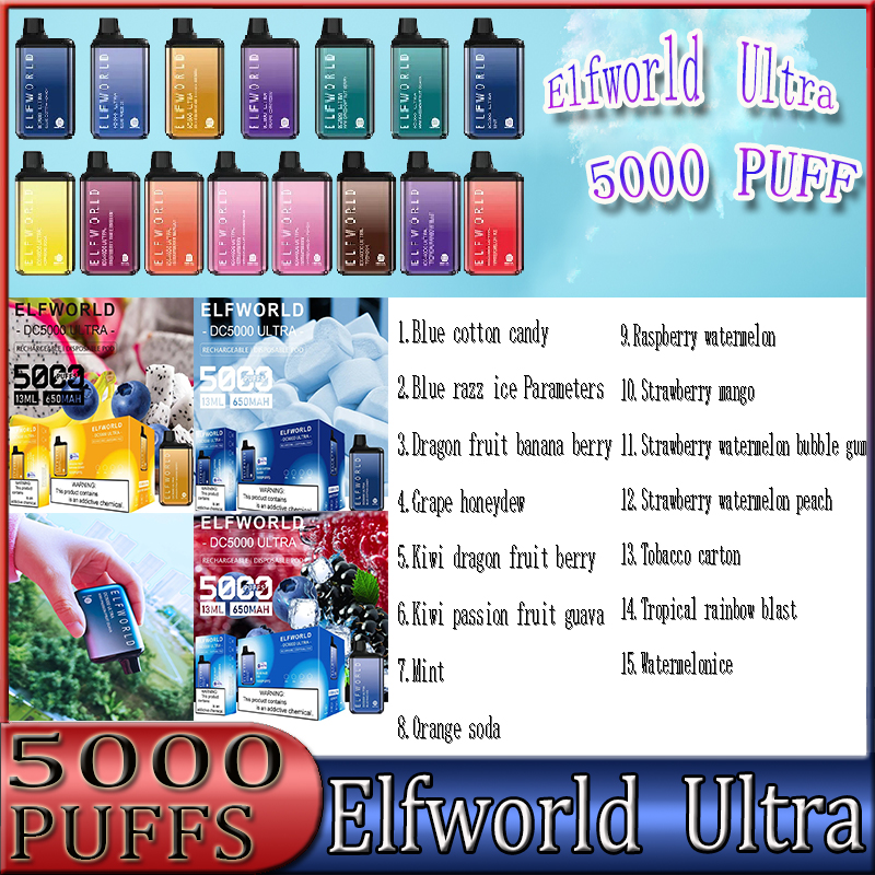 Original Elfworld Ultra 5000 Puffs Disposable Vape Pen E Cigarette With Rechargeable 650mAh Battery 13ml Prefilled Pod mesh coil DC5000 Bar Kit VS Elf Lost Mary
Original Elfworld Ultra 5000 Puffs Disposable Vape Pen E Cigarette With Rechargeable 650mAh Battery 13ml Prefilled Pod mesh coil DC5000 Bar Kit VS Elf Lost Mary