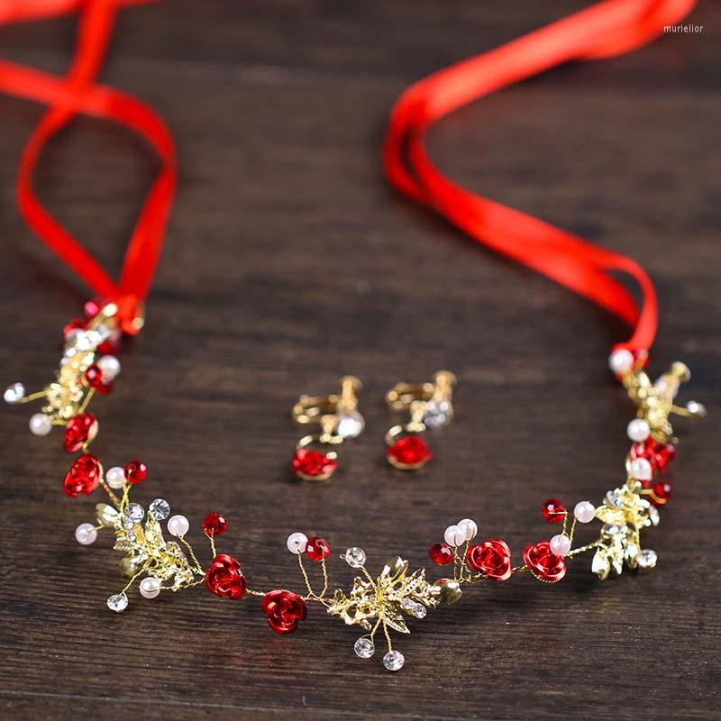 Necklace Earrings Set Fashion Red Color Flower Crystal Pearls Headbands Ribbon Earring Headpieces Women Bride Noiva Wedding Party, Picture shown
Necklace Earrings Set Fashion Red Color Flower Crystal Pearls Headbands Ribbon Earring Headpieces Women Bride Noiva Wedding Party, Picture shown