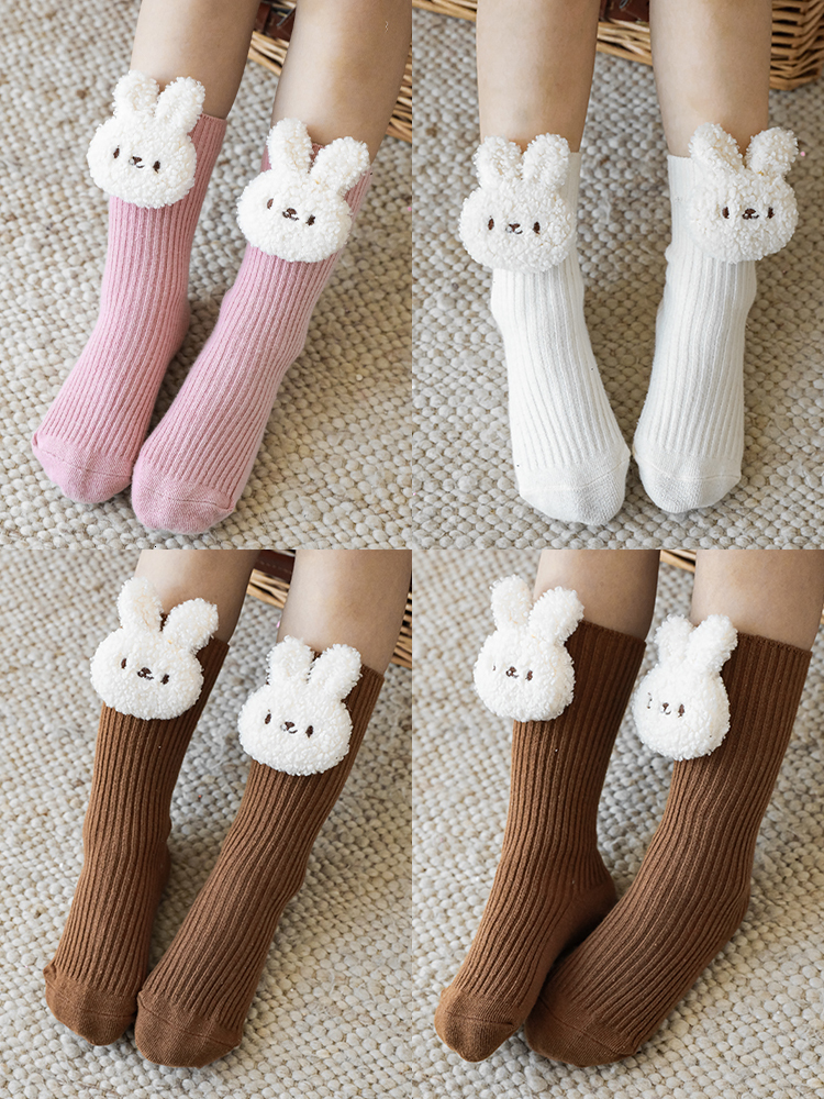 Kids Socks Girls Autumn Knitted Cute Three Dimensional Bear Baby Handmade Breathable Elastic Mid Tube 221203