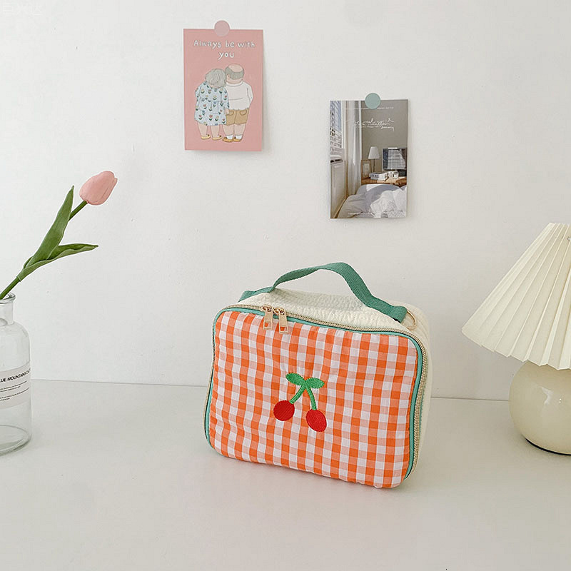 Backpacks Korea Children s Crossbody Bag Plaid Parent child Girl s Handbag Light Cotton Kids Shoulder Lunch Box 221203