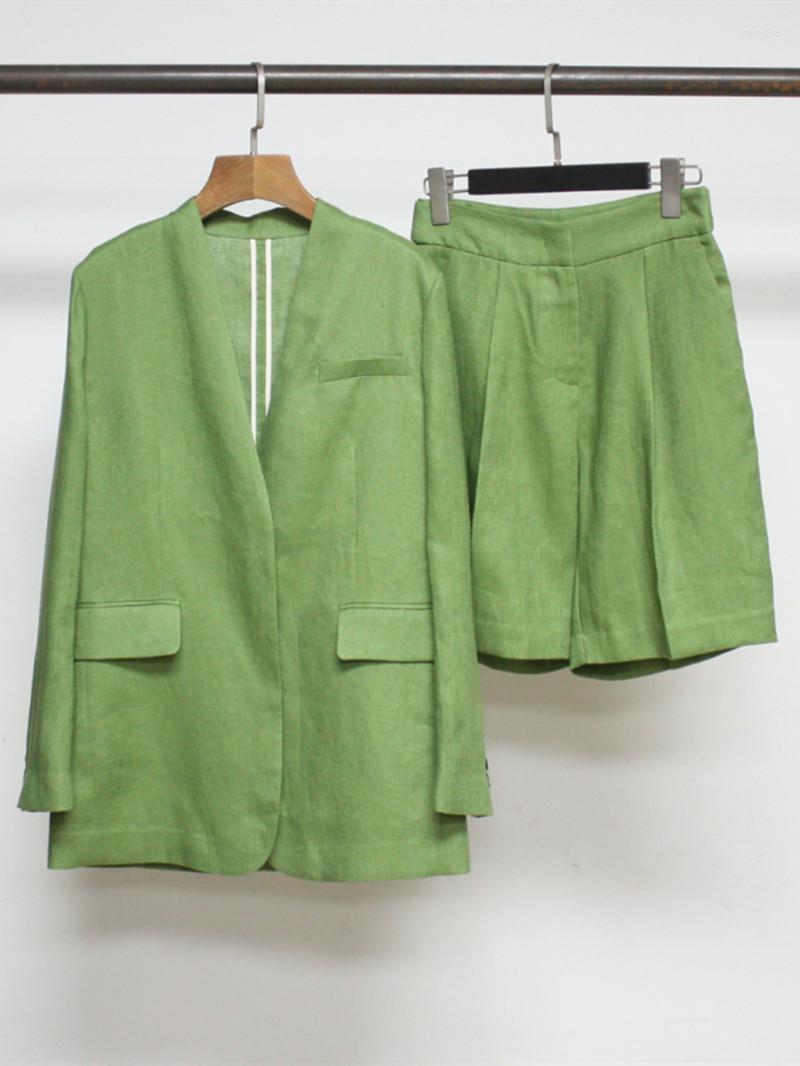 Women's Suits 2022 Women's V-Neck Blazer And Casual Shorts Ladies Grass Green Linen Long Sleeve Single Button Jacket Straight Suit
Women's Suits 2022 Women's V-Neck Blazer And Casual Shorts Ladies Grass Green Linen Long Sleeve Single Button Jacket Straight Suit