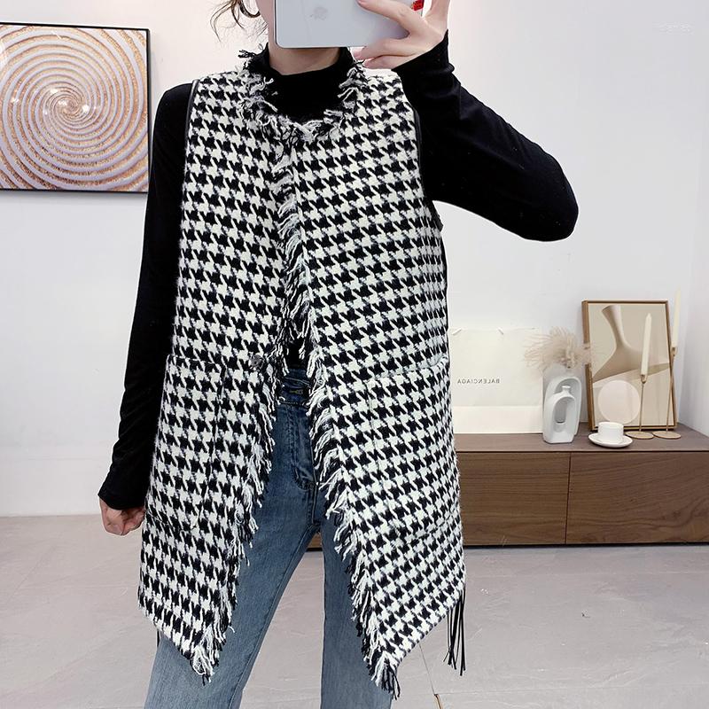 Women' Vests Stylish Houndstooth Vest Women Vintage Sleeveless Jacket Waistcoat Tassel For Gilet Femme
Women' Vests Stylish Houndstooth Vest Women Vintage Sleeveless Jacket Waistcoat Tassel For Gilet Femme