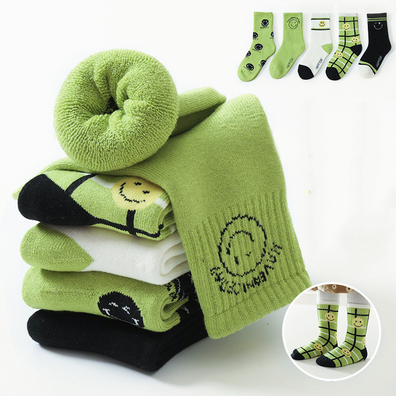 Kids Socks 5Pairs Lot Children Winter Warm Terry Thicken Cotton Cartoon Child Boys Teenager Girls 1 12Yrs Accessories 221203
