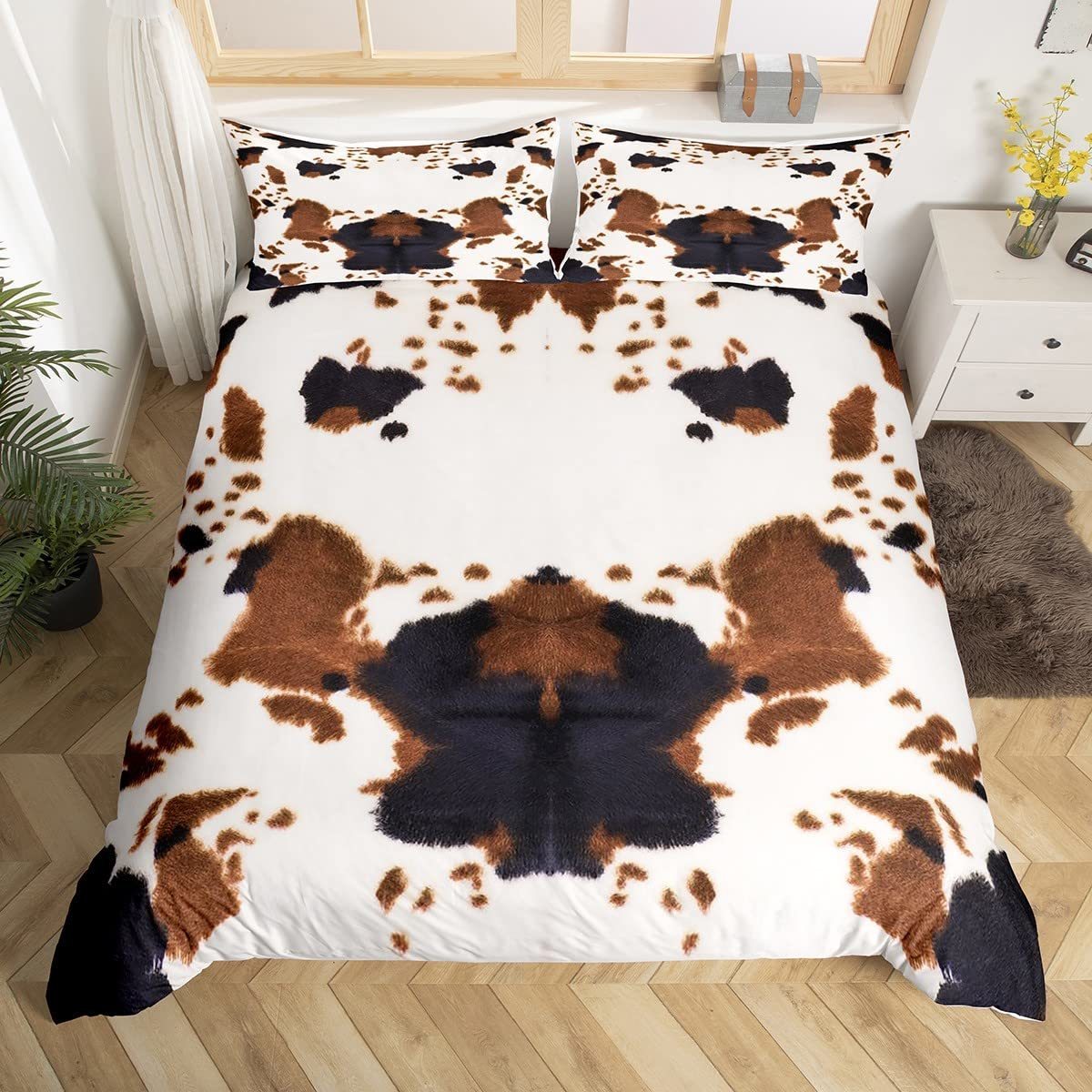 Bedding sets Cowhide Duvet Cover Set King Size Patchwork Cow Fur Print Farm Animal Bedding Set Microfiber Western Farmhouse Style Quilt Cover 221208