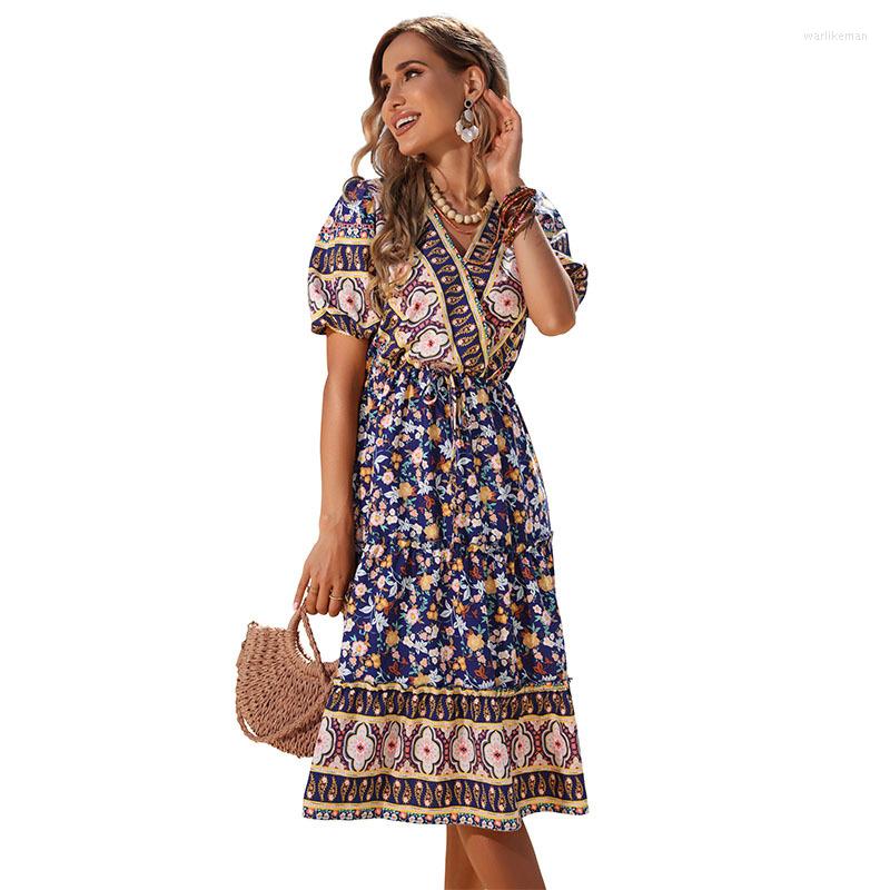 Party Dresses 2022 Summer Fashion European And American Style Women Blue Short-sleeved Comfortable Casual Dress Clothes
Party Dresses 2022 Summer Fashion European And American Style Women Blue Short-sleeved Comfortable Casual Dress Clothes