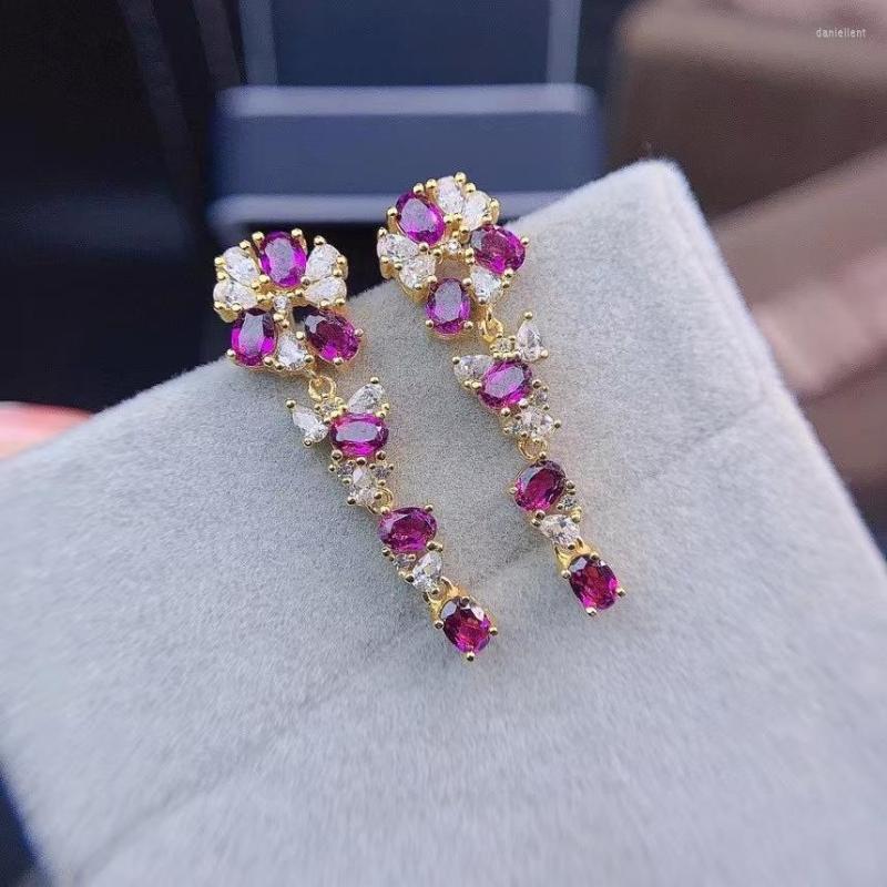 Dangle Earrings Exquisite Jewelry 925 Sterling Silver Inset With Natural Gems Women's Luxury Fashion Plant Pyrope Garnet Eardrop Suppor
Dangle Earrings Exquisite Jewelry 925 Sterling Silver Inset With Natural Gems Women's Luxury Fashion Plant Pyrope Garnet Eardrop Suppor
