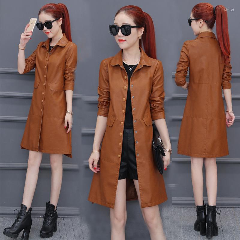 Women's Leather Women's Coats Slim PU Faux Outerwear Windbreaker Single Breasted Spring Jackets Female Long
Women's Leather Women's Coats Slim PU Faux Outerwear Windbreaker Single Breasted Spring Jackets Female Long