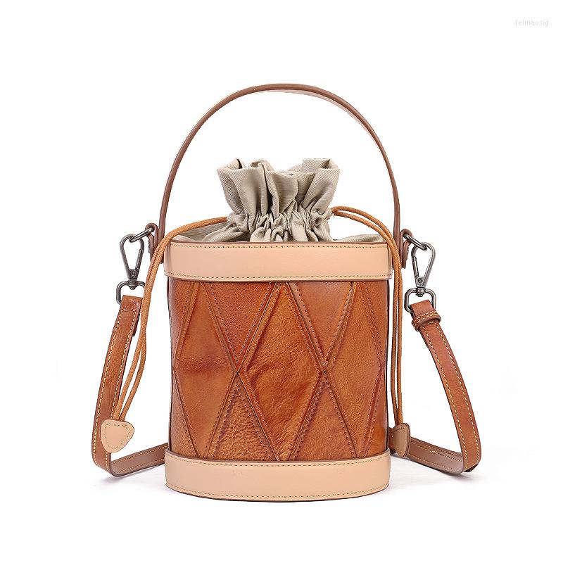 Evening Bags High Quality Leather Bucket Bag Top Layer Cowhide Women's Handbag Retro Contrast Color All-match Messenger Shoulder, Brown
Evening Bags High Quality Leather Bucket Bag Top Layer Cowhide Women's Handbag Retro Contrast Color All-match Messenger Shoulder, Brown