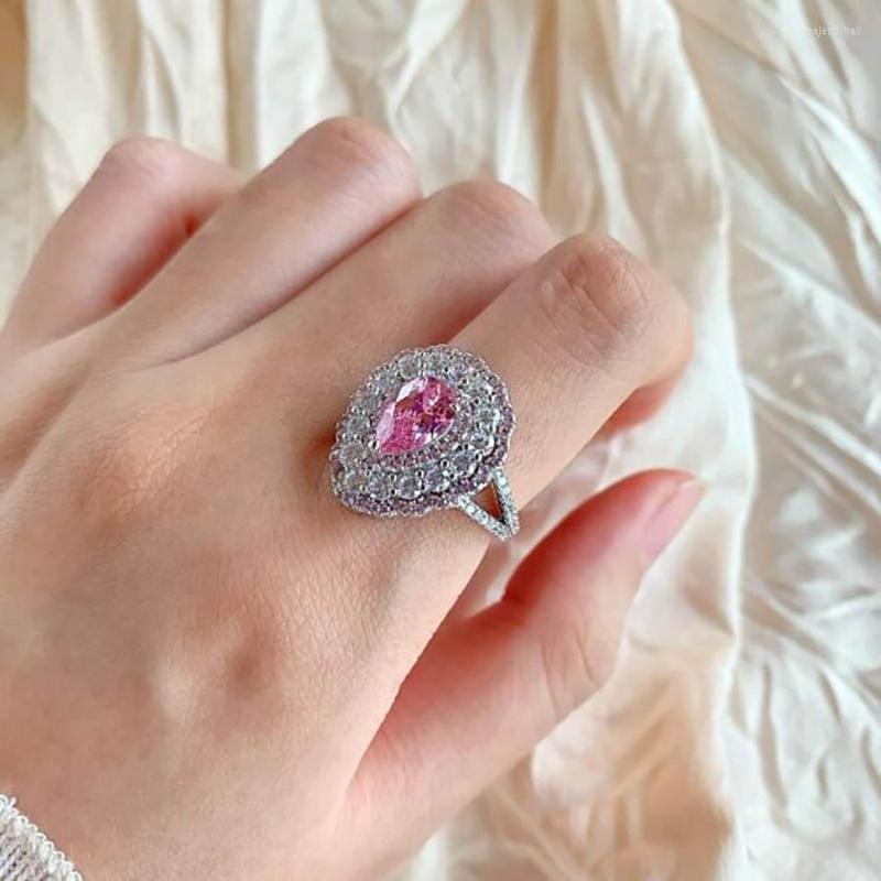 Wedding Rings Luxurious Ring S925 Fashion Water Drop Pink Diamond Engagement Banquet Advanced Romance Finger Accessories
Wedding Rings Luxurious Ring S925 Fashion Water Drop Pink Diamond Engagement Banquet Advanced Romance Finger Accessories