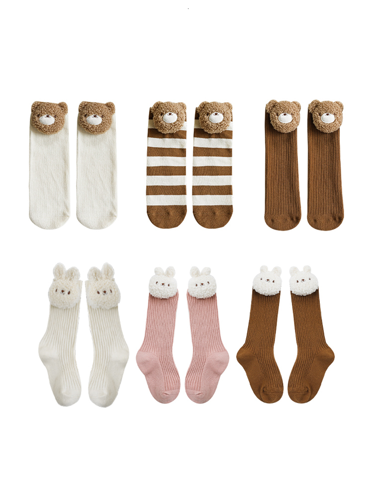 Kids Socks Girls Autumn Knitted Cute Three Dimensional Bear Baby Handmade Breathable Elastic Mid Tube 221203