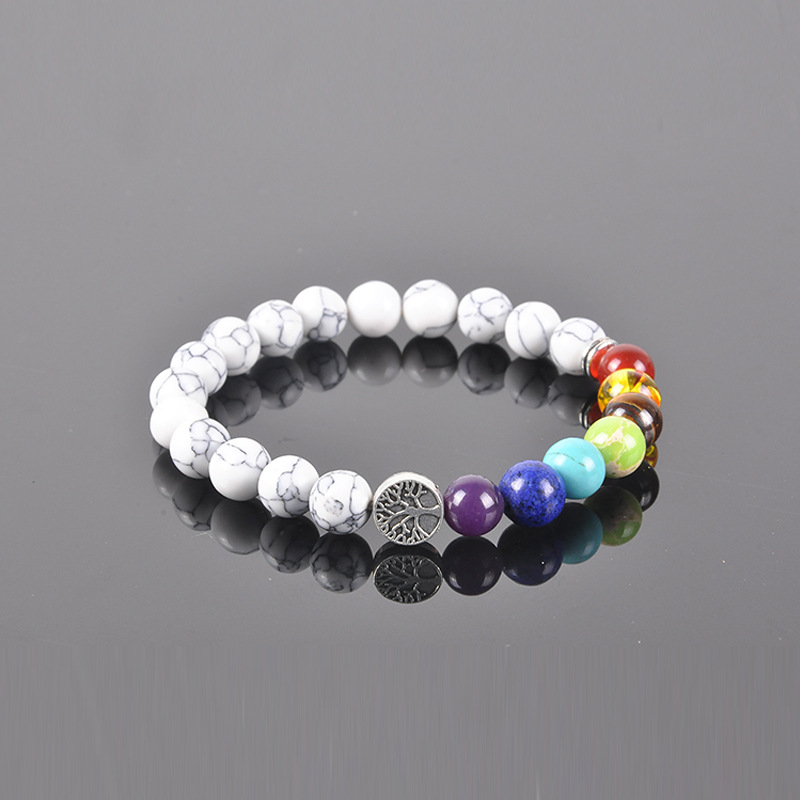 8mm Natural Stone Tiger Eye Rose Quartz Agate Chakra Beads Tree Of Life Bracelet Bangles Bracelets for Women Yoga Jewelry