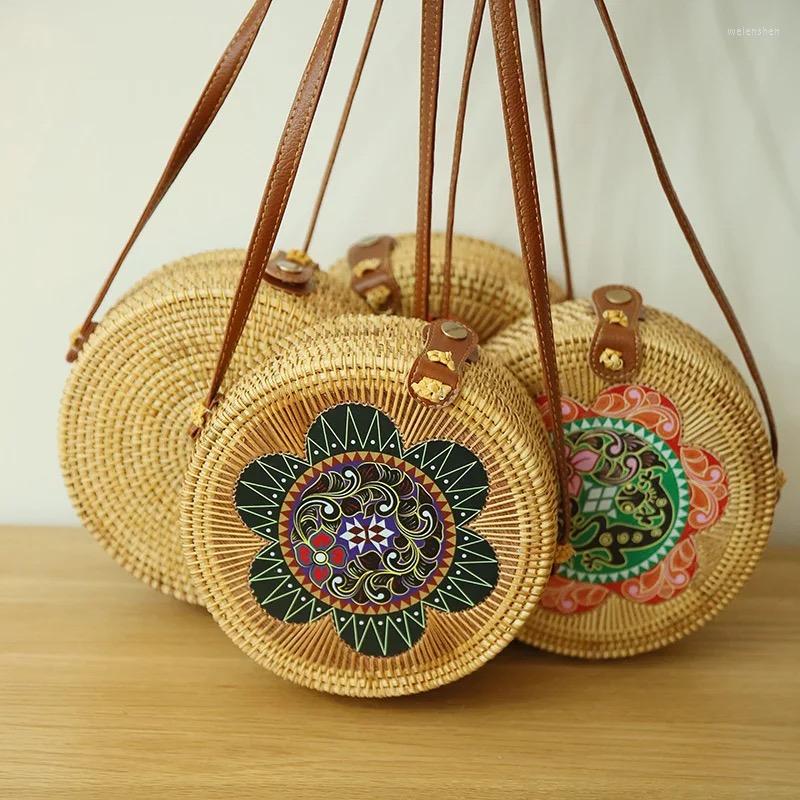 Evening Bags Summer Round Women Handmade Rattan Bag Colorful Flower Pattern Circle Beach Totes Female MessengerKnitting Straw Handbags, Starw bags a
Evening Bags Summer Round Women Handmade Rattan Bag Colorful Flower Pattern Circle Beach Totes Female MessengerKnitting Straw Handbags, Starw bags a