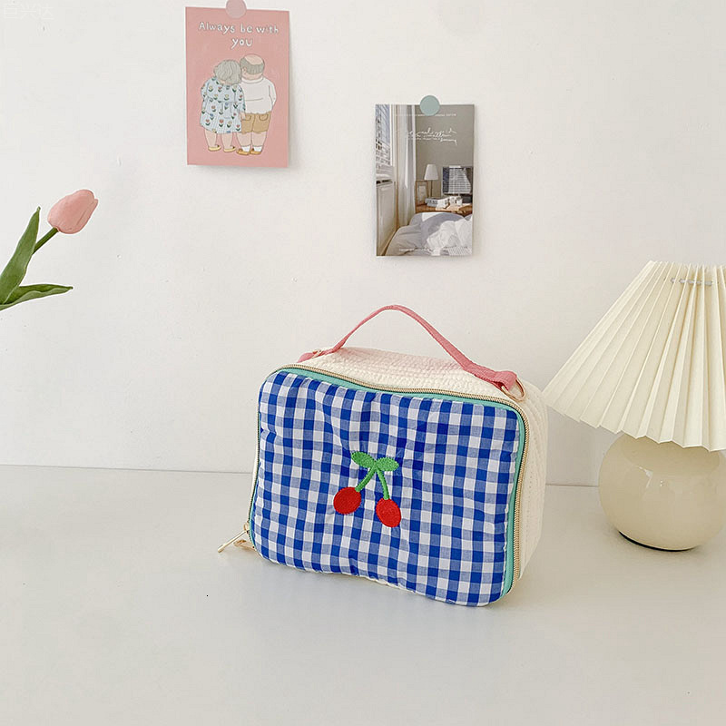 Backpacks Korea Children s Crossbody Bag Plaid Parent child Girl s Handbag Light Cotton Kids Shoulder Lunch Box 221203