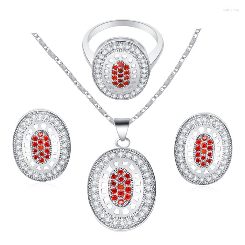 Necklace Earrings Set ROLILASON 2022 Oval Silver 925 Stamped Filled Earring Fashion Jewelry Red Zircon Ring Sz #7 #8 #9 JS550, Picture shown
Necklace Earrings Set ROLILASON 2022 Oval Silver 925 Stamped Filled Earring Fashion Jewelry Red Zircon Ring Sz #7 #8 #9 JS550, Picture shown
