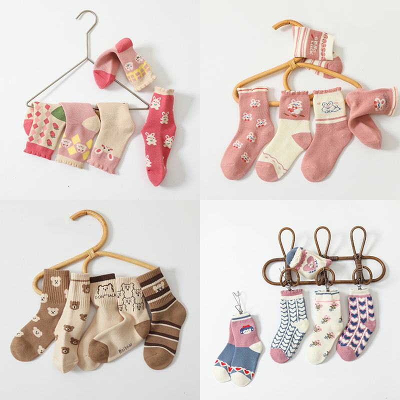 Kids Socks 5Pairs Lot Children Winter Warm Terry Thicken Cotton Cartoon Child Boys Teenager Girls 1 12Yrs Accessories 221203