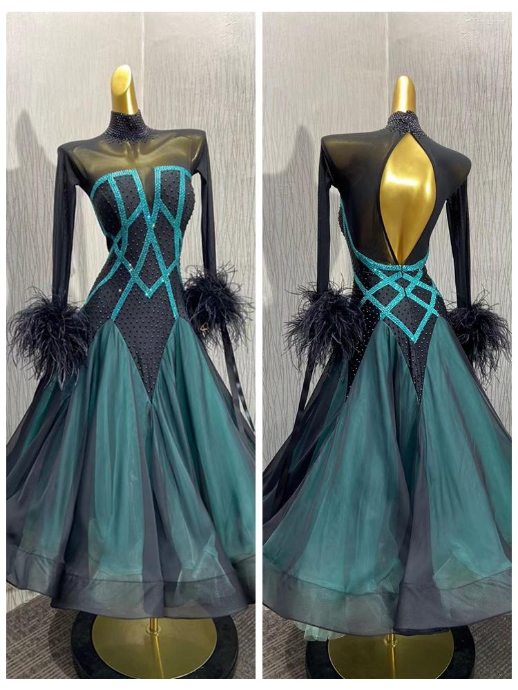 Stage Wear Standard Dance Dress For Competition Ballroom Gown Waltz Costume Black Ostrich Feathers, As shown in picture
Stage Wear Standard Dance Dress For Competition Ballroom Gown Waltz Costume Black Ostrich Feathers, As shown in picture