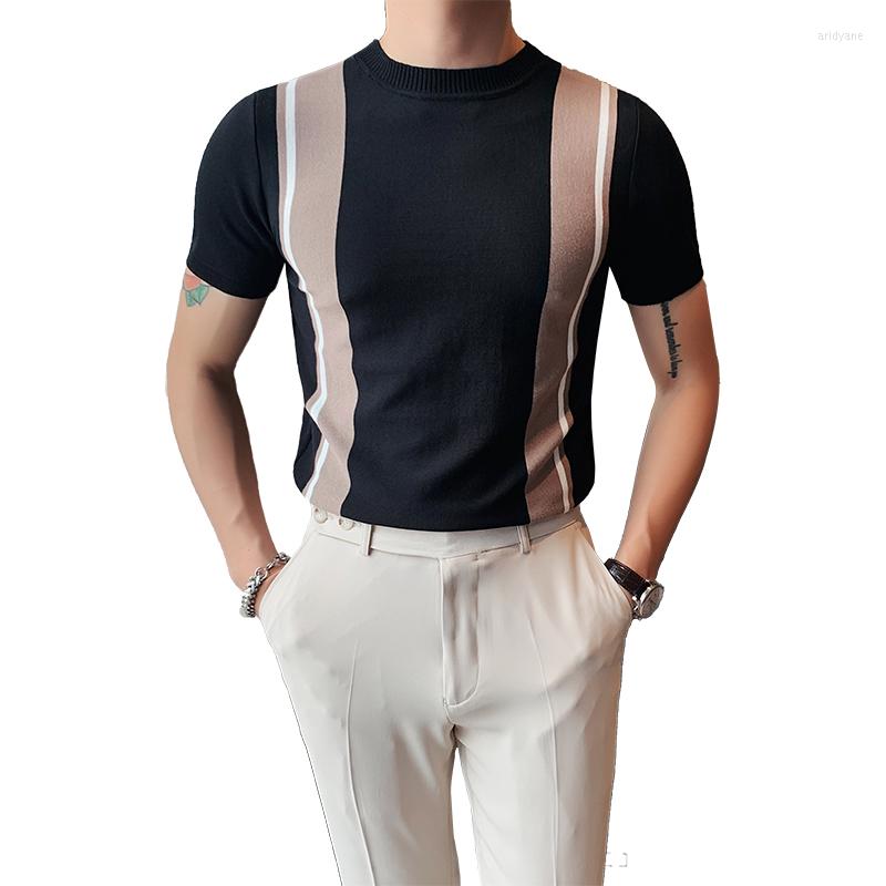 Men' T Shirts Summer 2022 Style Korean Slim Round Neck Stripe Contrast Short-sleeved T-shirt Fashion Knitted Bottoming Shirt Tide, Black
Men' T Shirts Summer 2022 Style Korean Slim Round Neck Stripe Contrast Short-sleeved T-shirt Fashion Knitted Bottoming Shirt Tide, Black