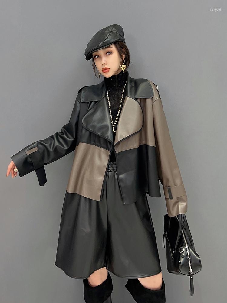 Women's Leather SuperAen 2022 Winter Korean Fashion Trend Suit Collar Contrast Color PU Jacket Women's Coat, Photo color
Women's Leather SuperAen 2022 Winter Korean Fashion Trend Suit Collar Contrast Color PU Jacket Women's Coat, Photo color