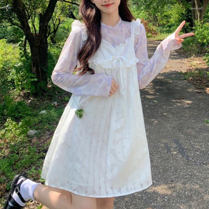Casual Dresses Japanese Fairy Strap Dress Women Ruffles Sweet Party Princess Mini Female Sexy Sleeveless Korean 2022 Autumn, Long sleeve top
Casual Dresses Japanese Fairy Strap Dress Women Ruffles Sweet Party Princess Mini Female Sexy Sleeveless Korean 2022 Autumn, Long sleeve top