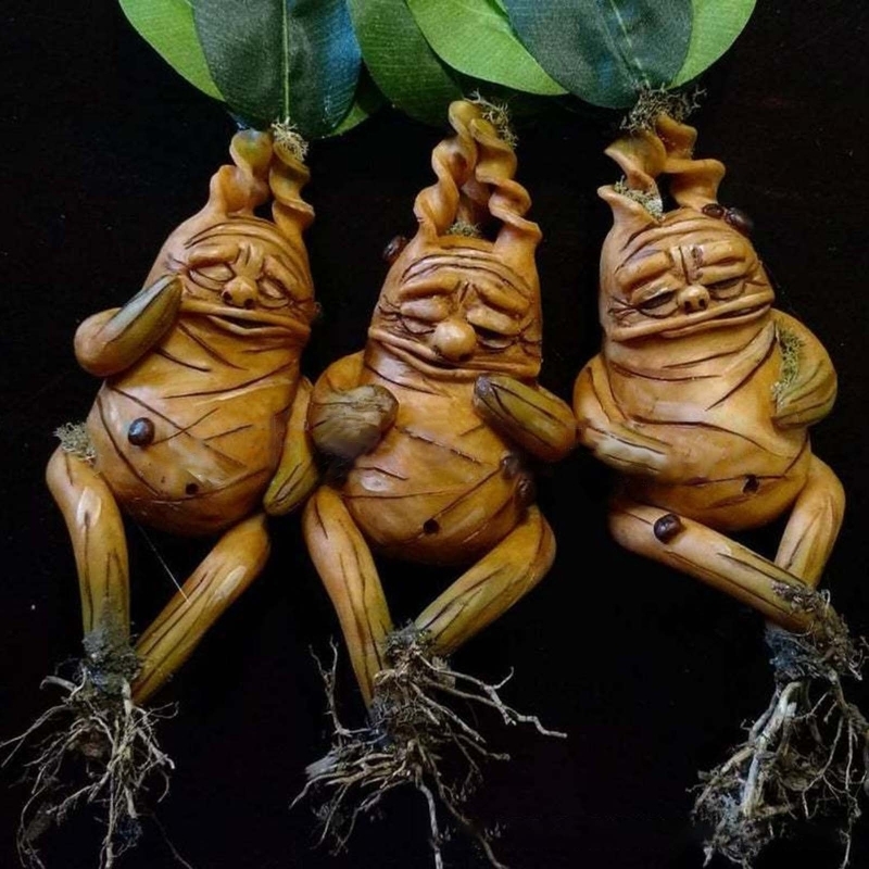 Decorative Objects Figurines Mandrake Grass Resin Statue Landscape Ornament Art Figurine Crafts for Outdoor Garden Courtyard Living Room Bedroom Gift  - view 3