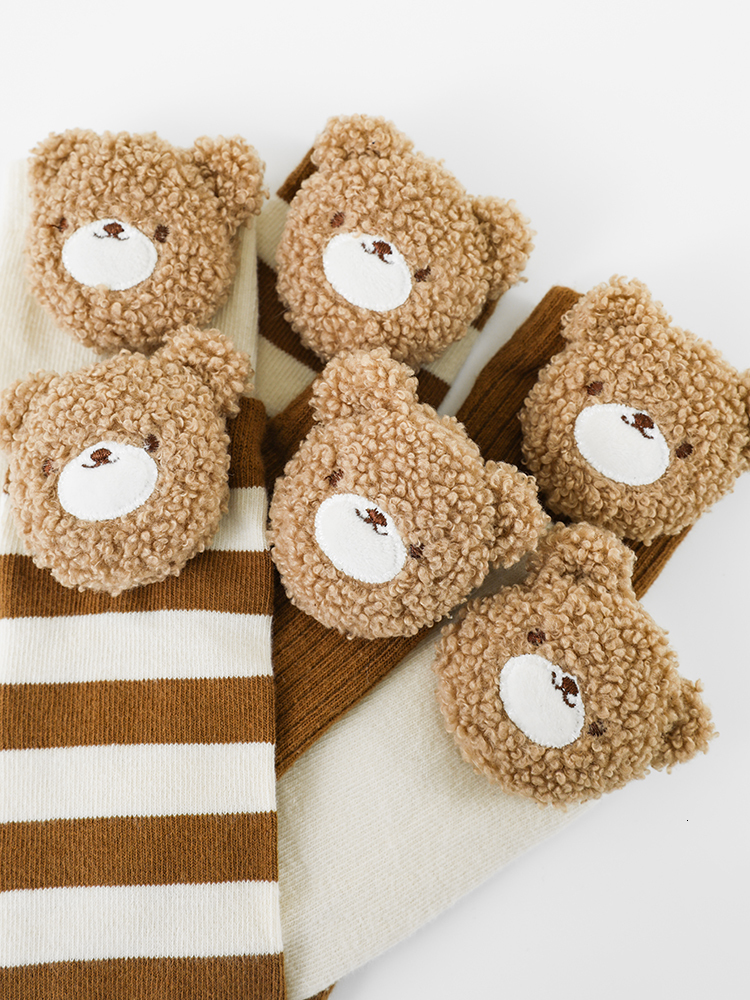 Kids Socks Girls Autumn Knitted Cute Three Dimensional Bear Baby Handmade Breathable Elastic Mid Tube 221203