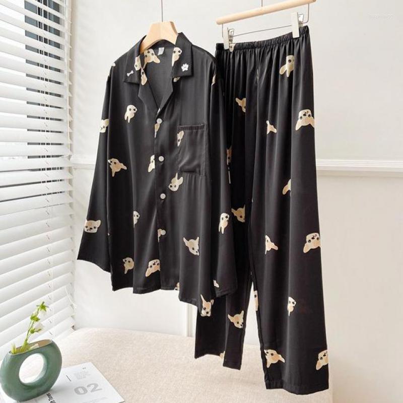 Men's Sleepwear Men Print Stripe Homewear Sleep Set 2Pcs Pajamas Suit Button-Down Cozy Intimate Lingerie Satin Home Clothing, Black
Men's Sleepwear Men Print Stripe Homewear Sleep Set 2Pcs Pajamas Suit Button-Down Cozy Intimate Lingerie Satin Home Clothing, Black