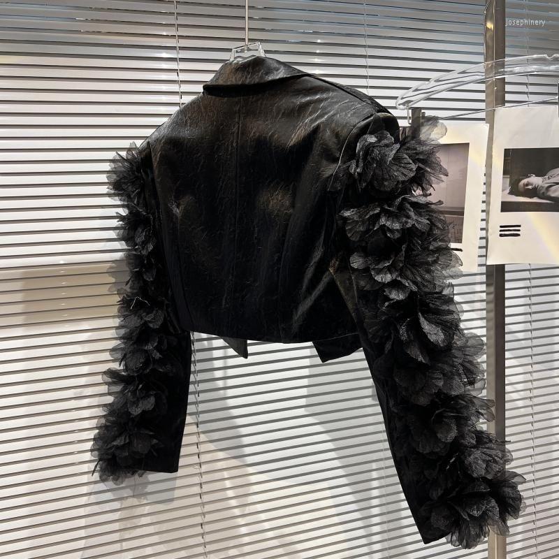 Women' Leather Autumn The Same Type 2023 Small Fragrance Style Three-dimensional Mesh Flower Sleeve Texture PU Jacket, Black
Women' Leather Autumn The Same Type 2023 Small Fragrance Style Three-dimensional Mesh Flower Sleeve Texture PU Jacket, Black