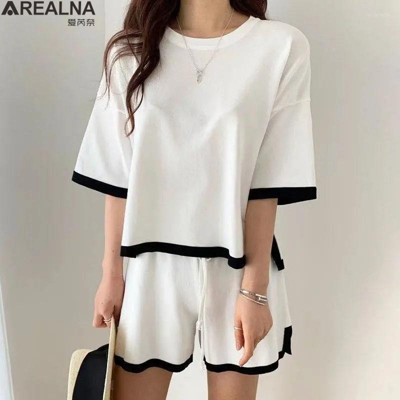 Women's Tracksuits Korean Style Womens Two Peice Sets Knitted Suit Summer Short Sleeve O-neck Pullover Shirt Shorts Fashion Tracksuit Women, White
Women's Tracksuits Korean Style Womens Two Peice Sets Knitted Suit Summer Short Sleeve O-neck Pullover Shirt Shorts Fashion Tracksuit Women, White