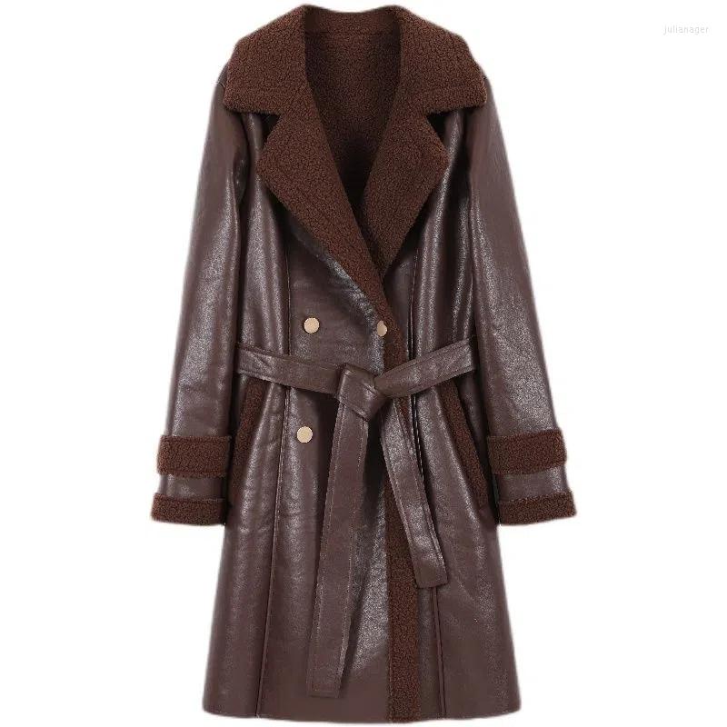 Women's Leather Add Velvet Thicken Coat Female Autumn Winter Jacket Mid-Length One Fur Outerwear High Quality Women's Jackets, Red
Women's Leather Add Velvet Thicken Coat Female Autumn Winter Jacket Mid-Length One Fur Outerwear High Quality Women's Jackets, Red