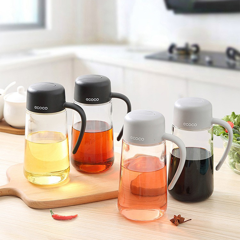 Herb Spice Tools ECOCO 6001000ml Oil Bottle Sauce Bottle Glass Storage Bottles for Oil and Vinegar Creative Oil Dispenser for Kitchen Accessory 221203