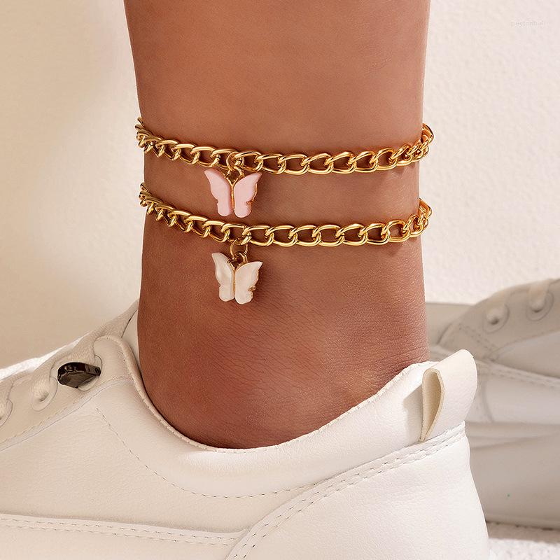 Anklets Trendy Pink Butterfly Chain Ankle Bracelets Set Beach Gold Color White Animal Geometry Double Layer Pendant Women
Anklets Trendy Pink Butterfly Chain Ankle Bracelets Set Beach Gold Color White Animal Geometry Double Layer Pendant Women