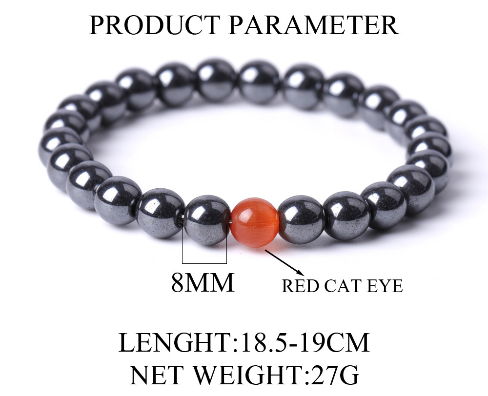 8mm Black Hematite Multicolored opal Beads Bracelet Bangles Bracelets for Women Men Yoga Jewelry