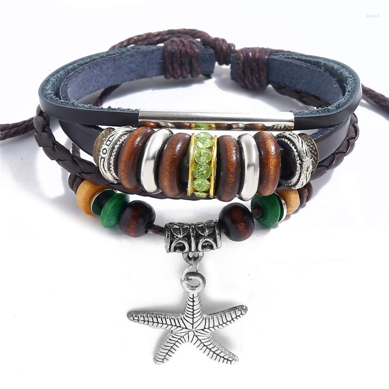 Link Bracelets Vintage Multilayer Leather Zircon Star Charm Bracelet For Men Women Fashion Bangles Wood Bead Party Punk Jewelry Pulseira
Link Bracelets Vintage Multilayer Leather Zircon Star Charm Bracelet For Men Women Fashion Bangles Wood Bead Party Punk Jewelry Pulseira